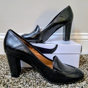Nine West Zasha Black Leather Heels Size 10M